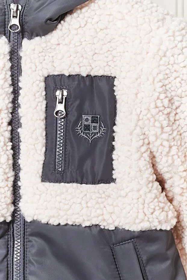 Детское зимнее пальто для девочек с капюшоном Benitto Kids, Gray — фото 2