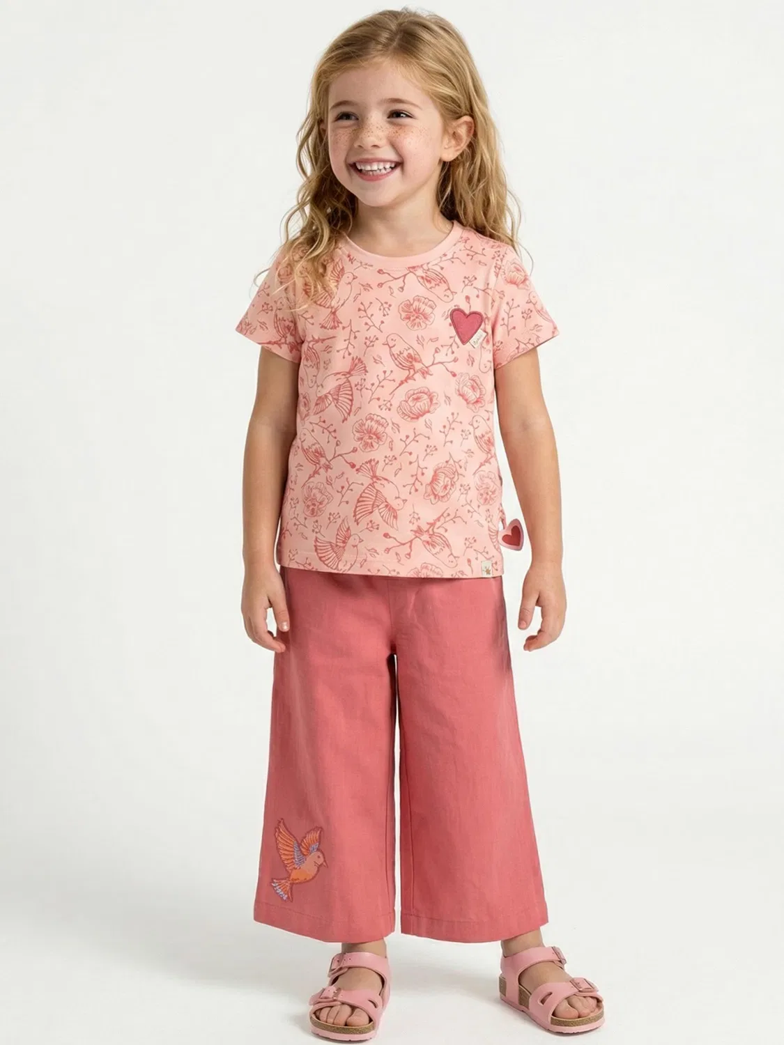 Брюки Sigikid Regular Pants Chambray-Hose Pink Birds розового цвета — фото 3