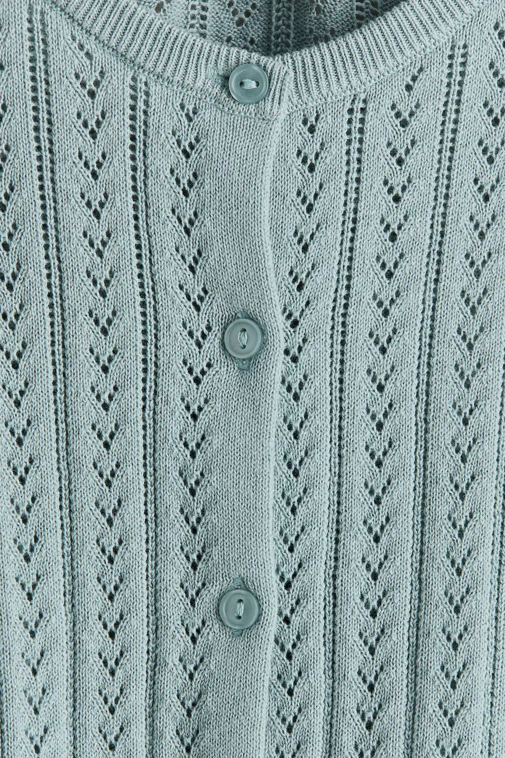 Хлопковый кардиган ажурной вязки H&M, Helles Matttürkis — фото 2