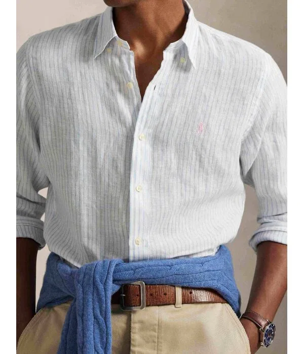 Мужская рубашка из льна Polo Ralph Lauren, белый — фото 4