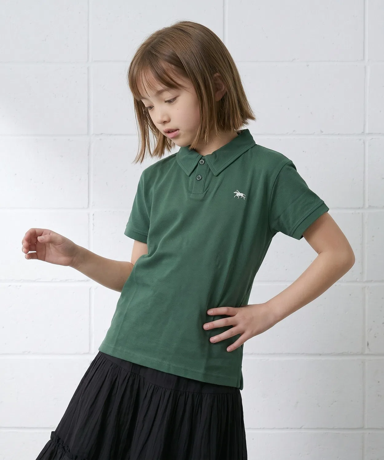 Детская футболка-поло с логотипом POLOCHAMPS, Dark Green