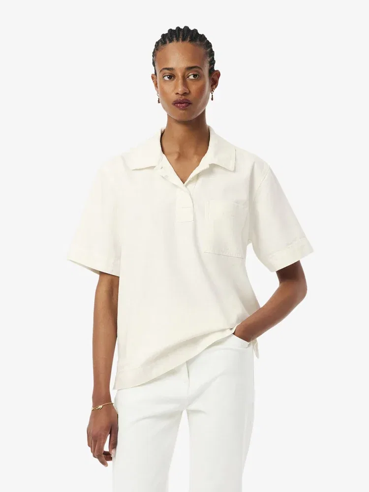 Футболка поло LACOSTE White, джинсовая, 100% хлопок