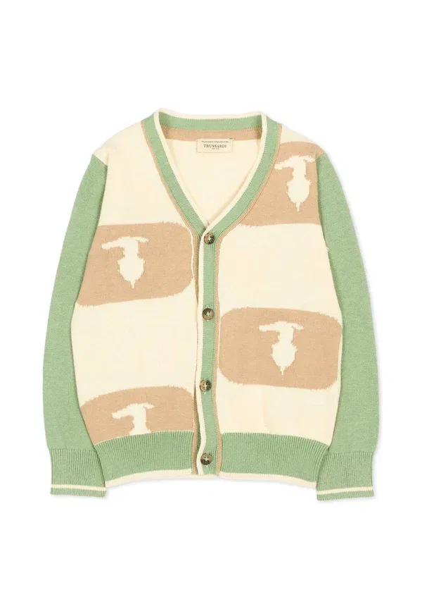 Кардиган клетчатый Cardigan Tru Trussardi Junior beige, бежевый