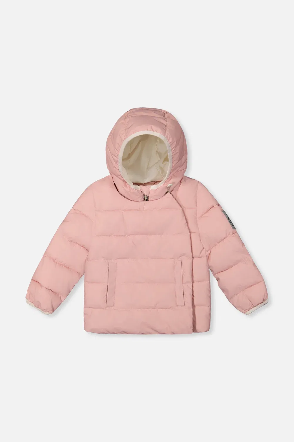 Детский зимний пуховик с капюшоном адаптированный для автокресла Deux par Deux, Pale Dusty Pink