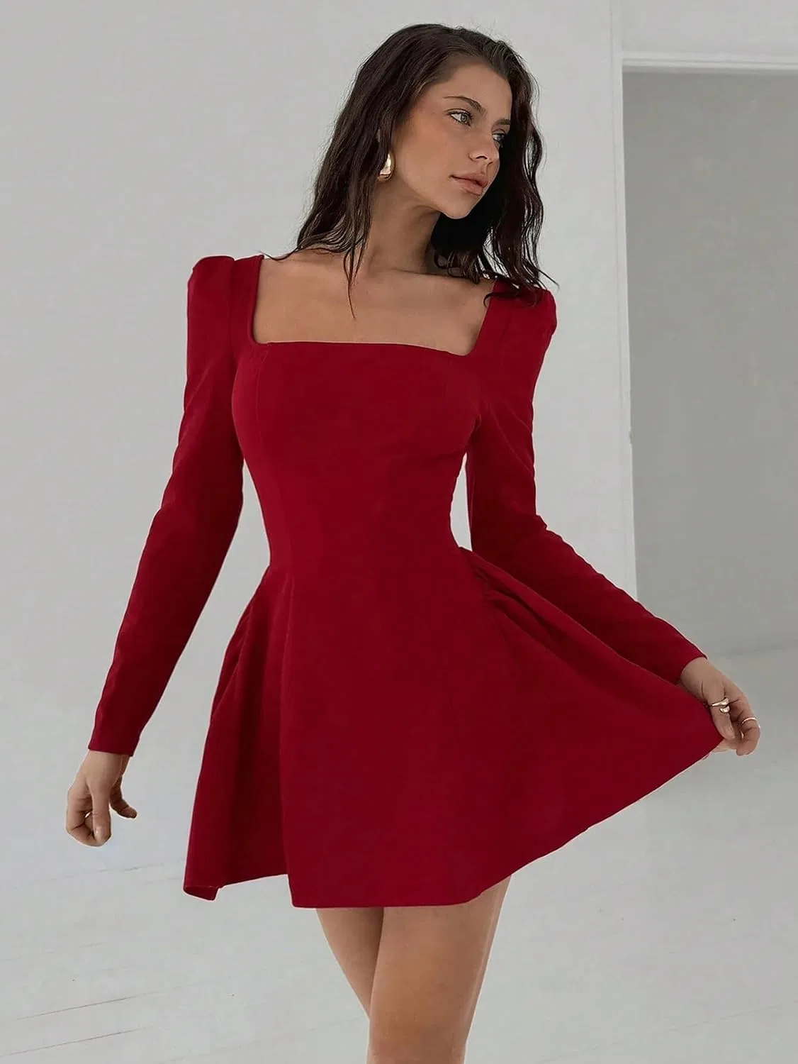 Женское повседневное платье с открытой спиной A-line Dress, Red — фото 4