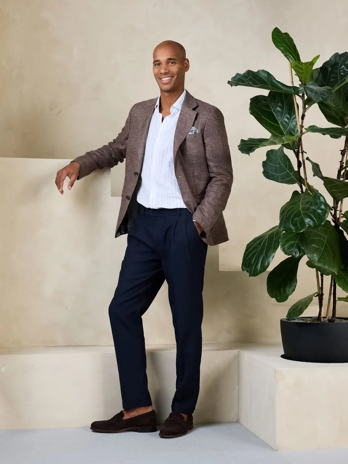 Деловой пиджак Next Slim fit N. Premium в коричневом цвете — фото 3