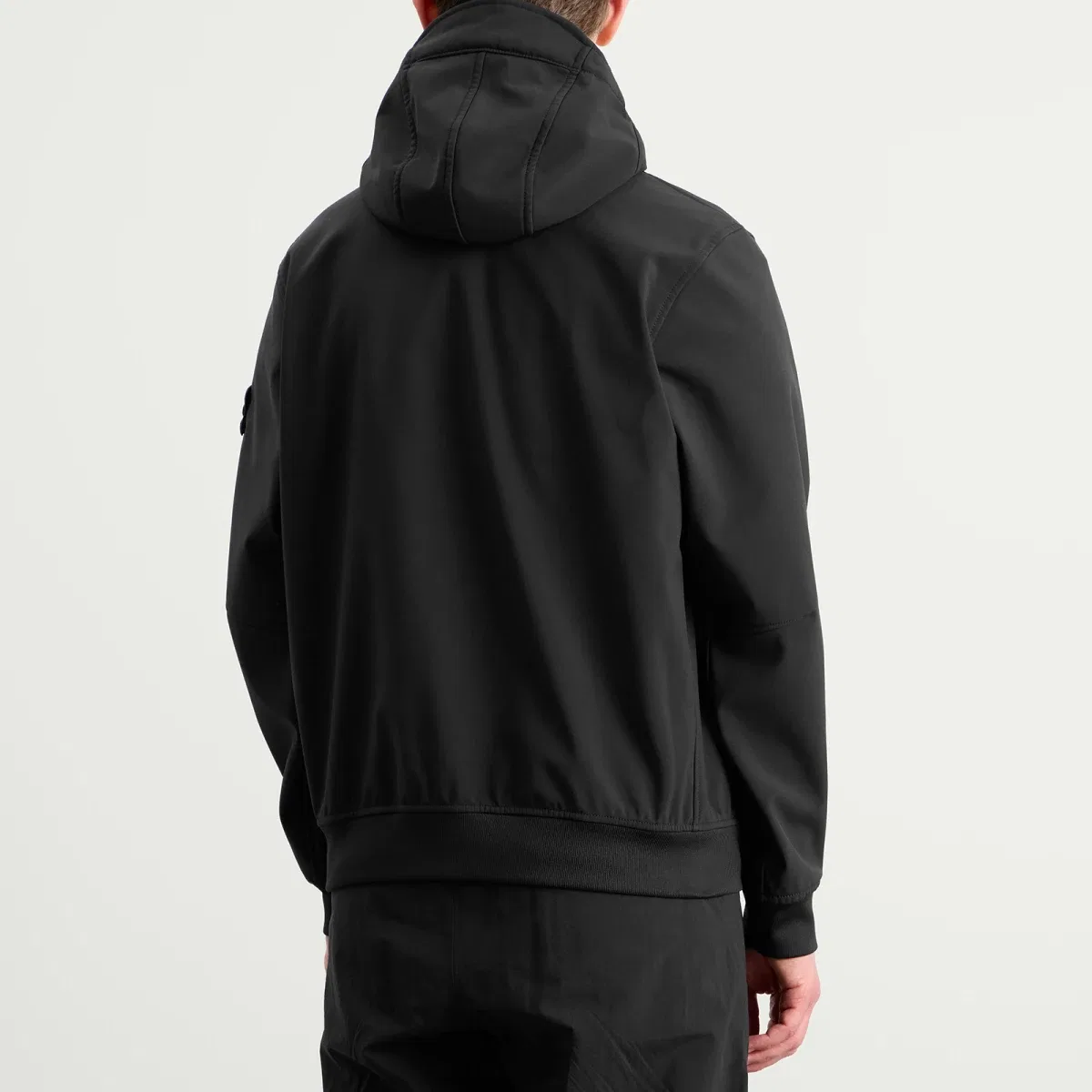 Куртка-ветровка с капюшоном Soft Shell-R Stone Island, Black — фото 3