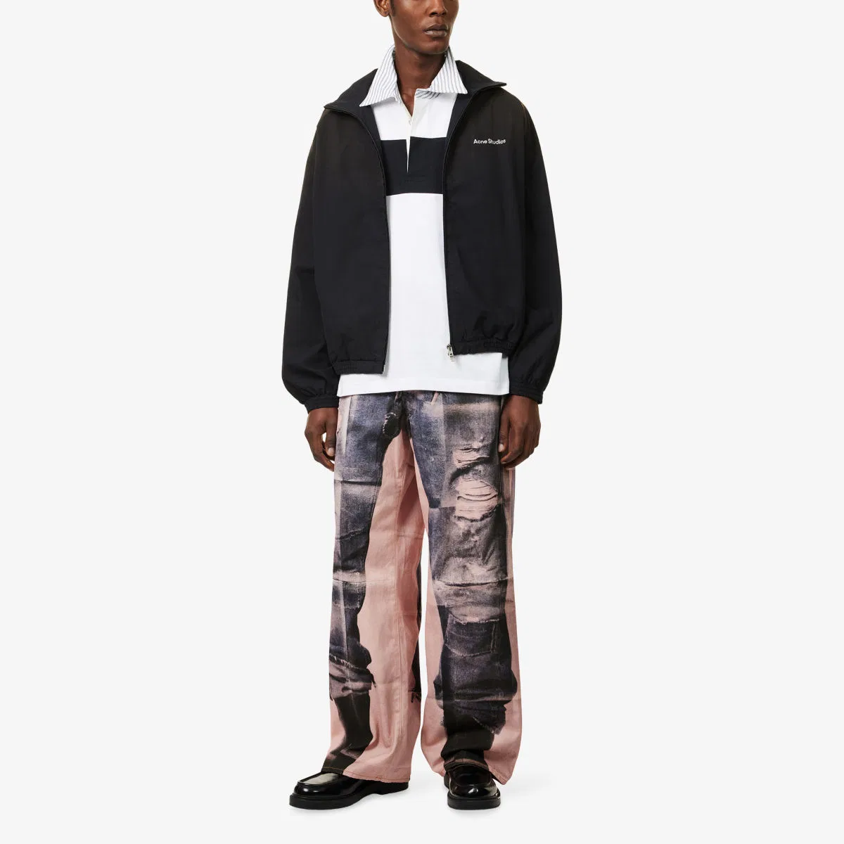 Хлопковая куртка с логотипом и карманами на молнии Acne Studios, черный — фото 2