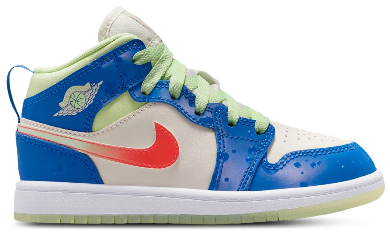 Кроссовки баскетбольные для мальчиков AJ 1 Mid SE Jordan, цвет Blue/Volt/Tan