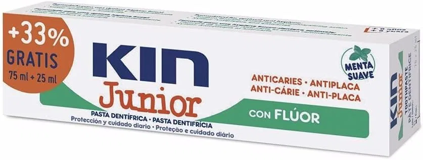 Зубная паста KIN Junior Pasta Menta Suave, 75 мл + 25 мл