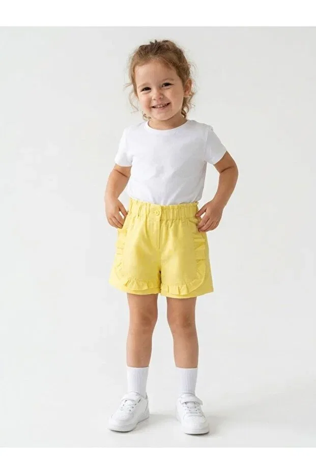 Детские шорты для девочек хлопковые Miniminnakkidswear, Yellow