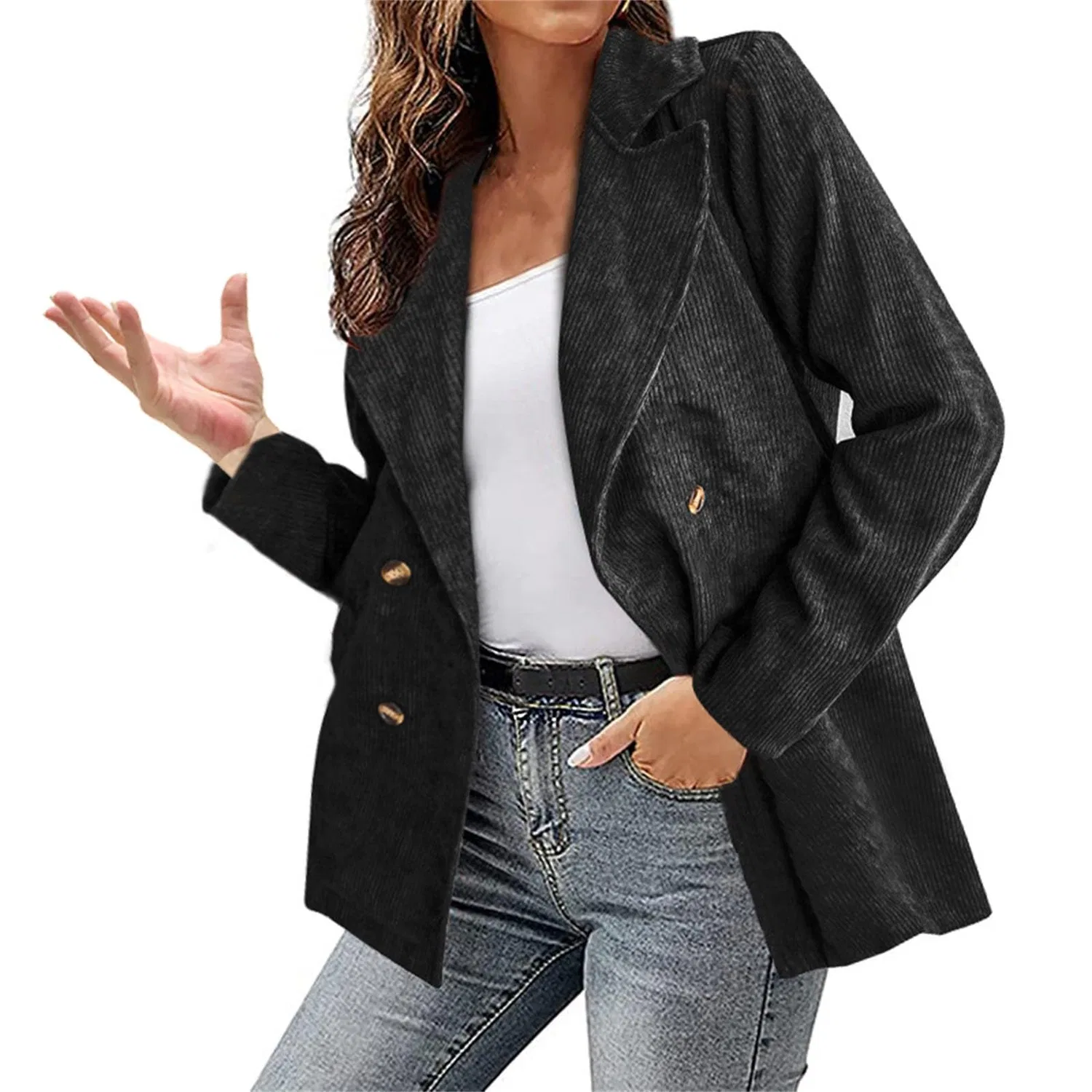 Женское пальто с текстурой Wool Coat, Nero