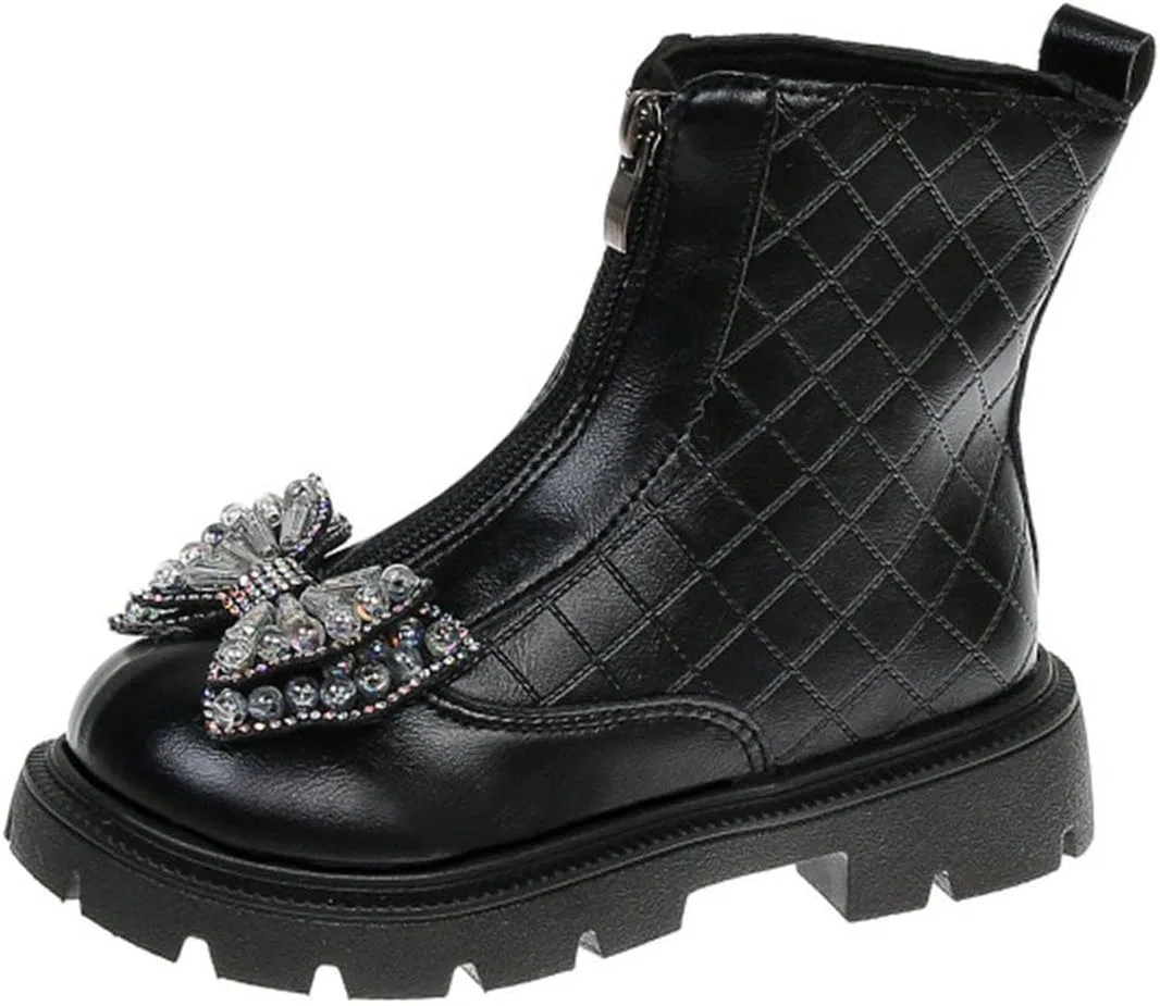 Детские зимние ботинки для девочек с бантом и молнией Zzalalana, Black