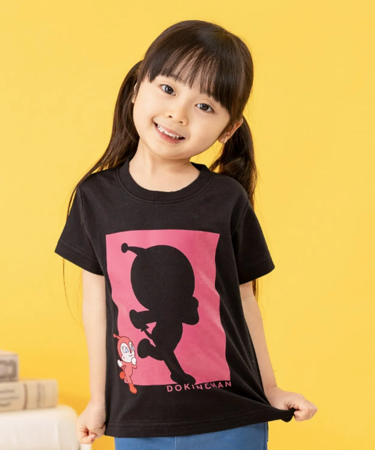 Детская футболка с принтом и вышивкой Dokin-chan Kokin-chan ANPANMAN KIDS COLLECTION, Черный