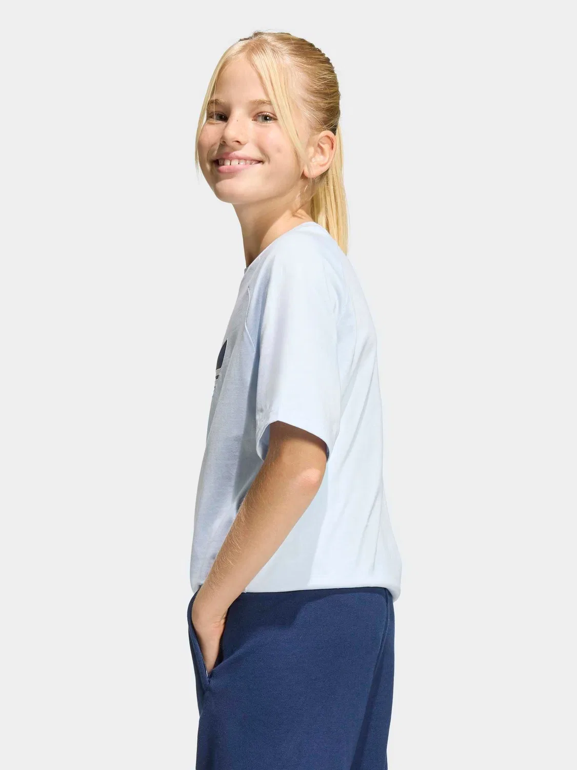 Футболка свободного кроя с принтом Trefoil, adidas Originals, синяя — фото 4
