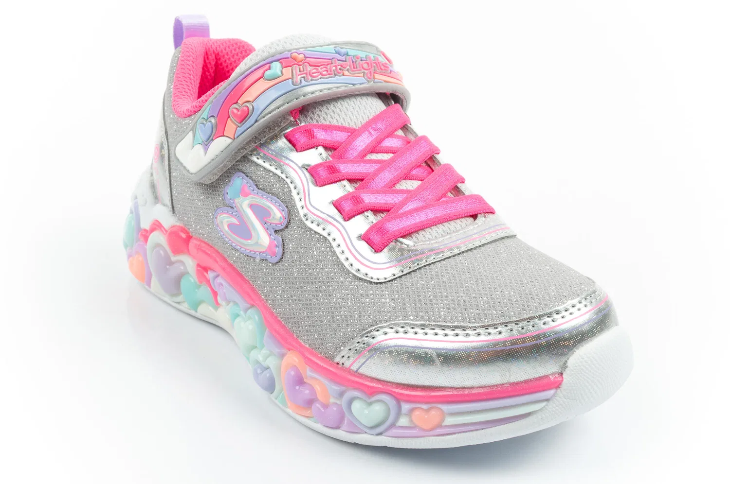 Детские кроссовки для девочек с LED-подсветкой S Lights Skechers, Silbergrau Bunt — фото 2