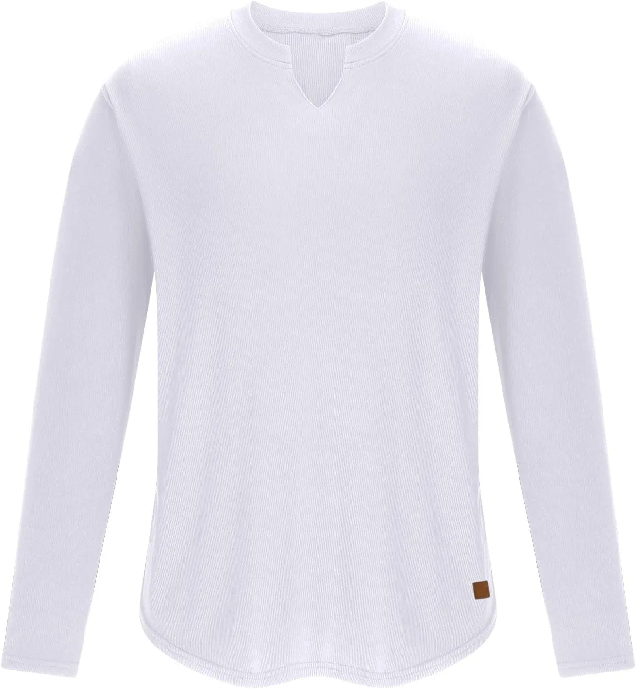 Мужская облегающая футболка с длинным рукавом Henley, White — фото 3