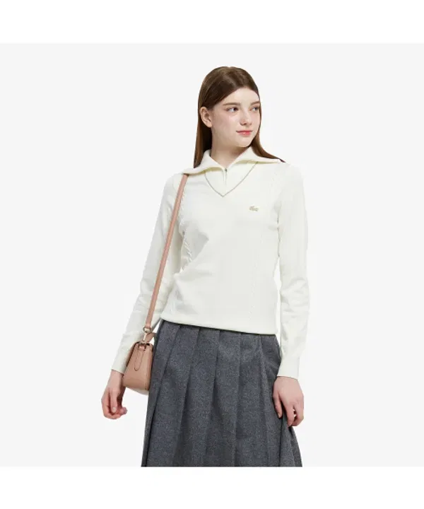 Свитер Lacoste женский полузастегнутый с отложным воротником, af708e-55n 001, классический