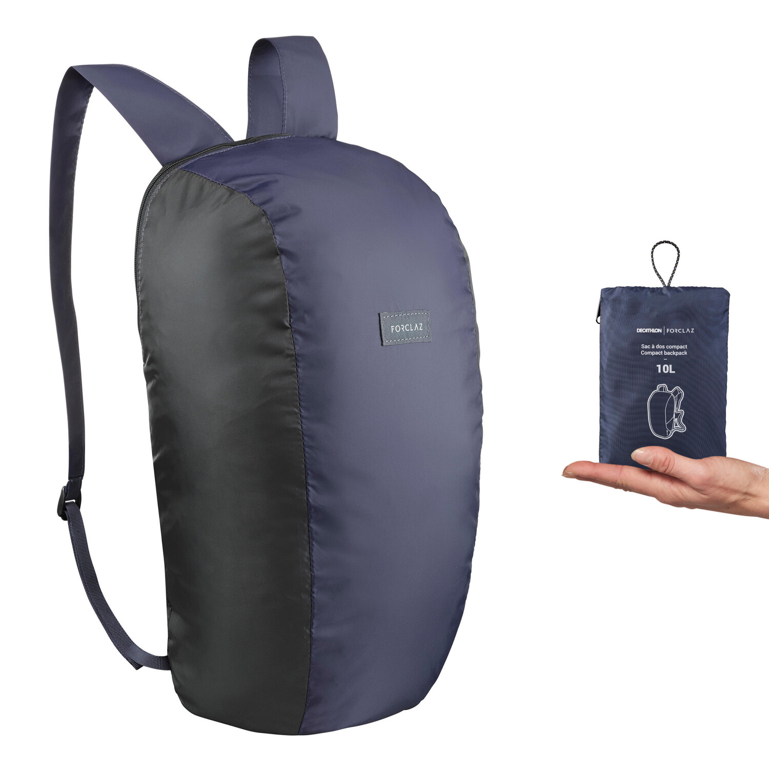 

Рюкзак туристический складной Forclaz Travel Compact 10 л, синий/черный