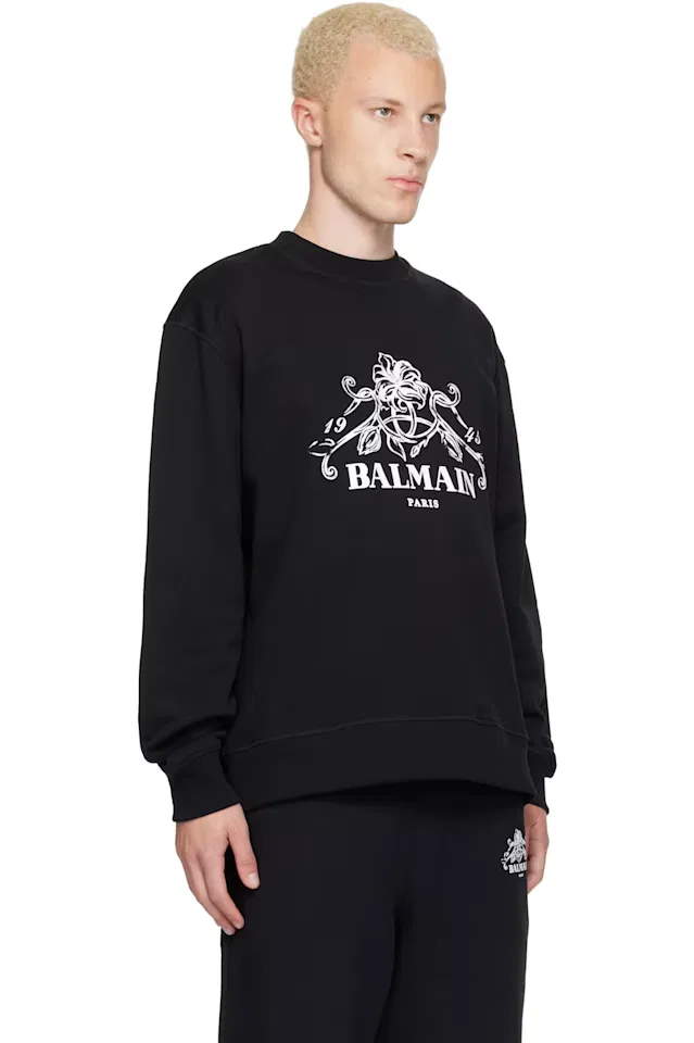 Черная толстовка с принтом Vine Balmain — фото 2