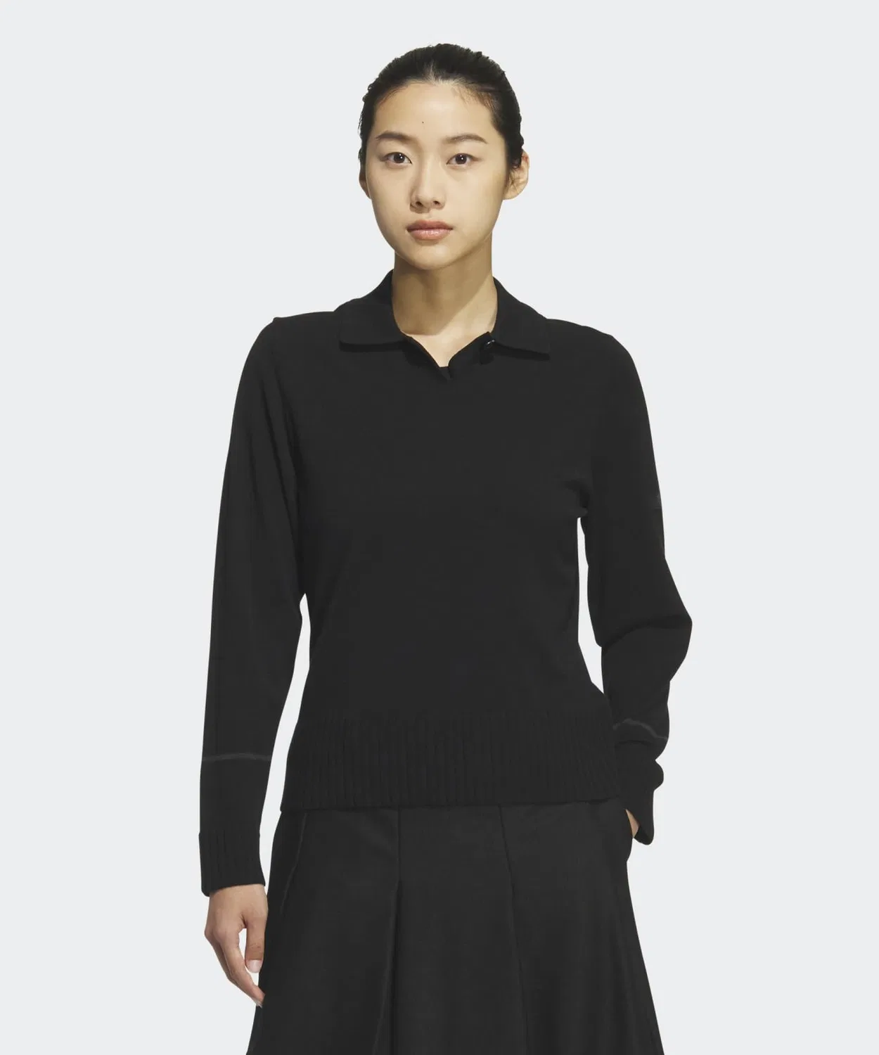 Женский лонгслив-поло с длинным рукавомAdidas Golf, Black