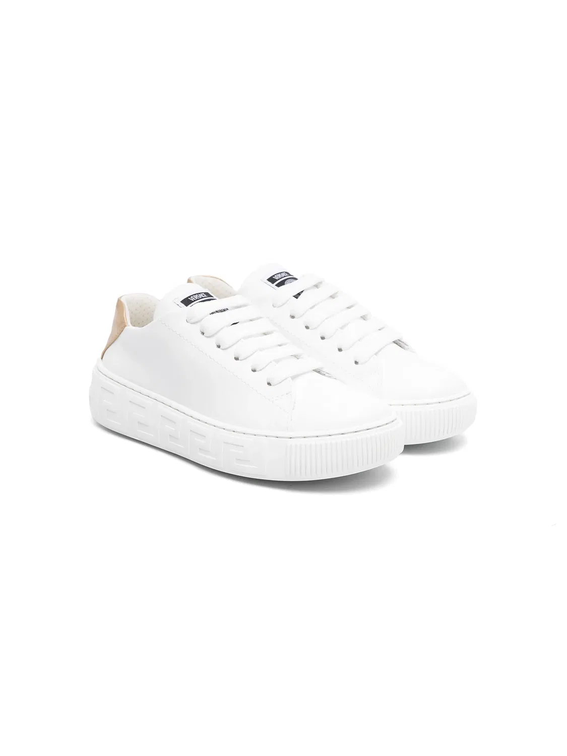 Кожаные кроссовки с деталями Greca Versace, белый