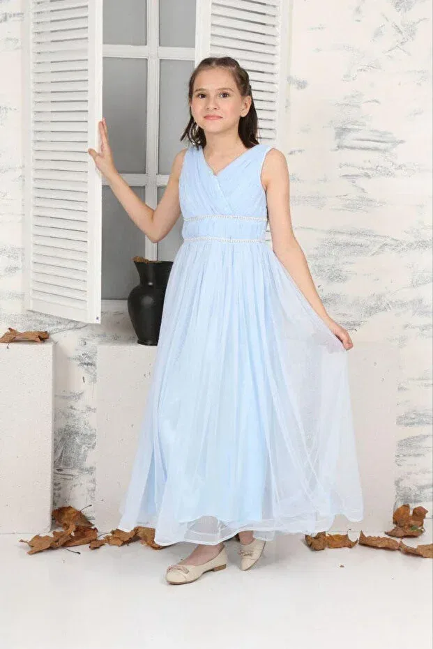 Детское платье для девочек с принтом Jannock, Light Blue — фото 2