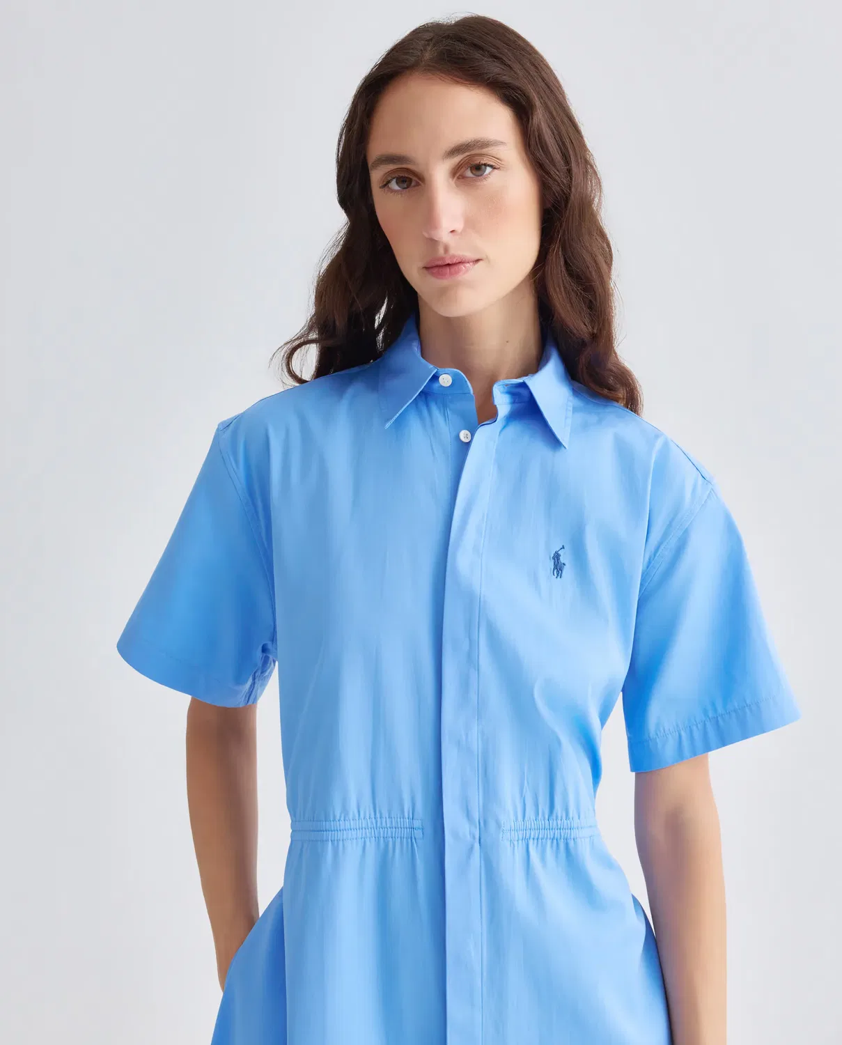 Женское длинное платье-рубашка хлопковое Polo Ralph Lauren, Azul Índigo — фото 2