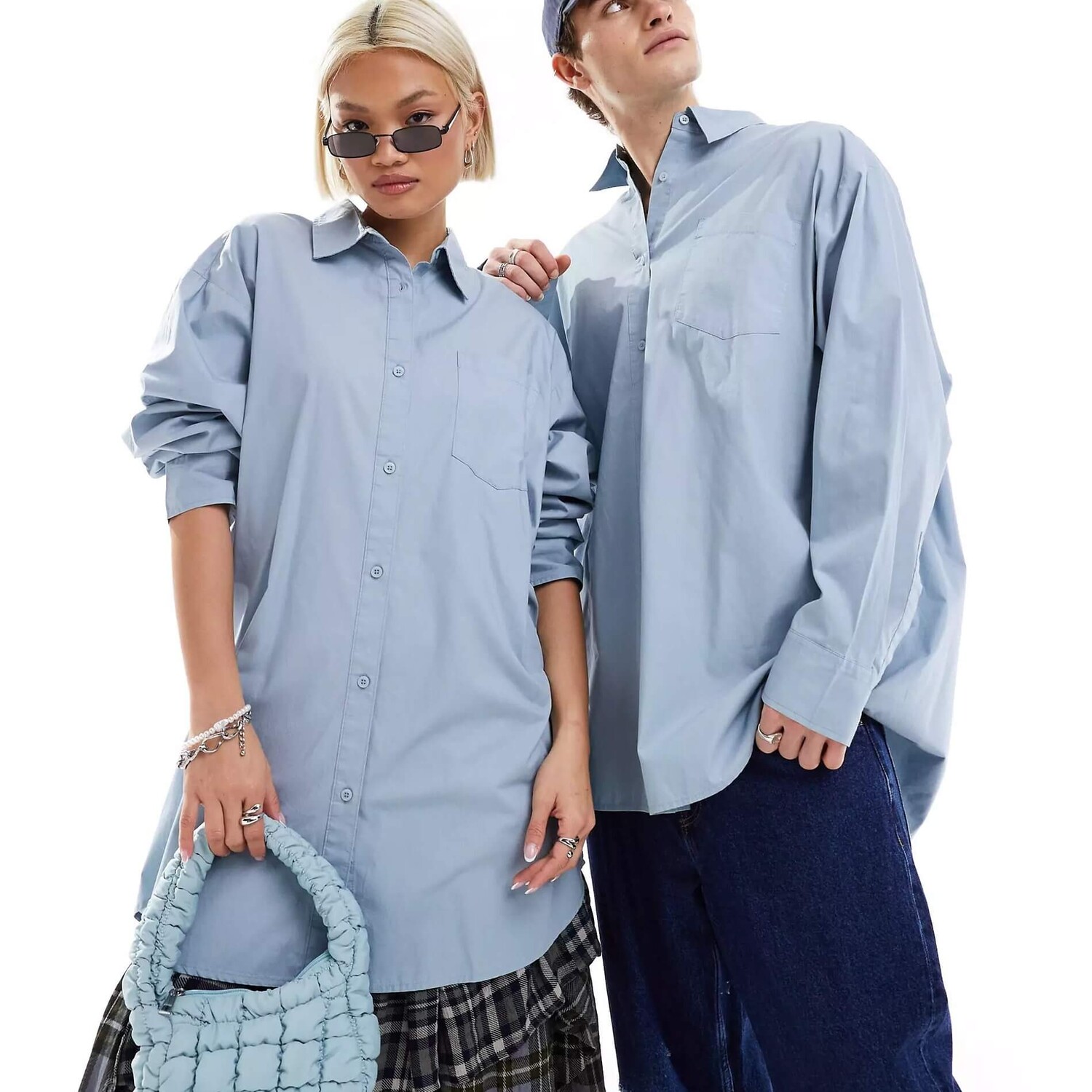 

Рубашка Collusion Unisex Oversized Cotton, серо-голубой