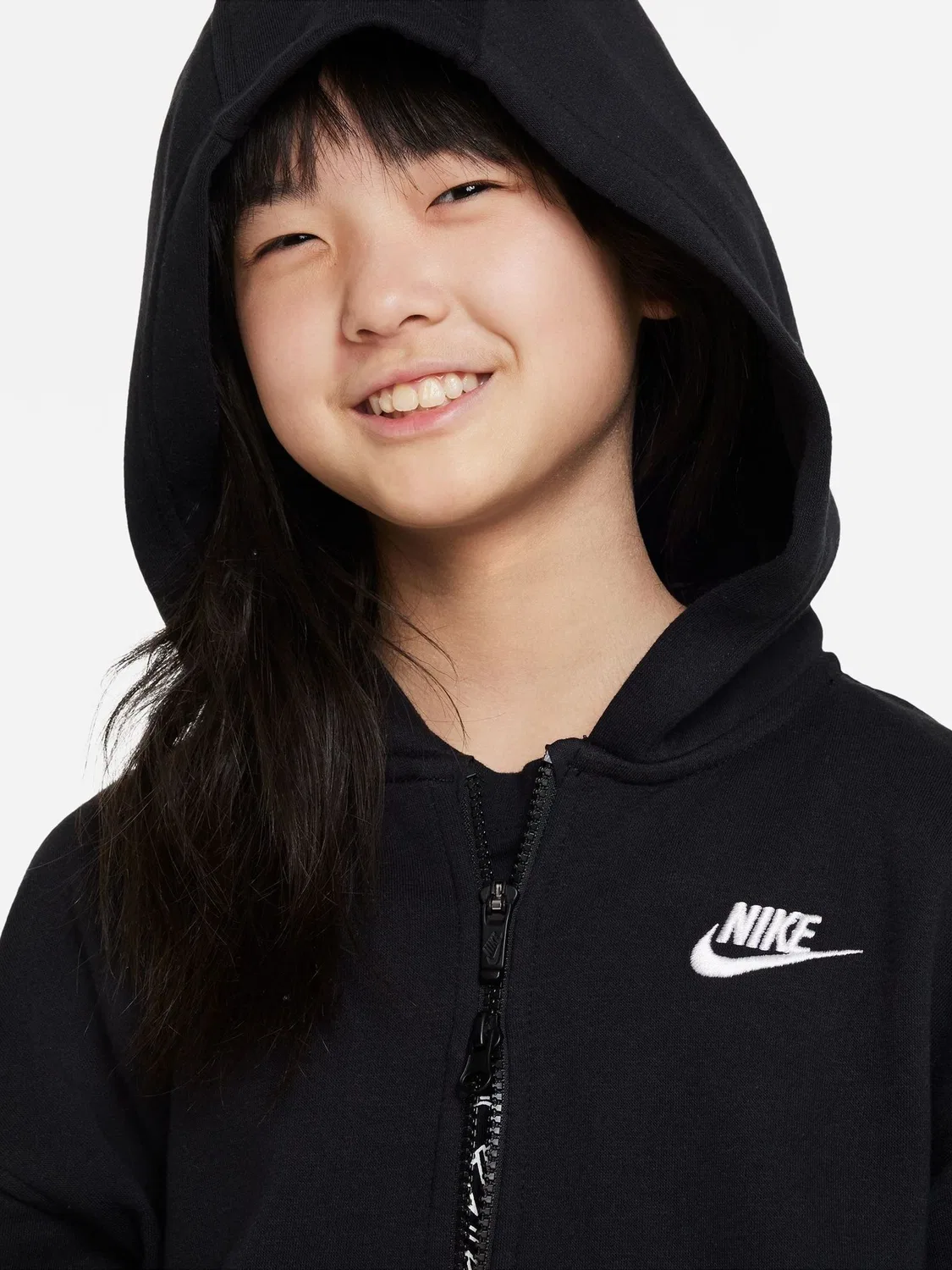 Толстовка на молнии, оверсайз, Club Fleece Nike, черный — фото 3