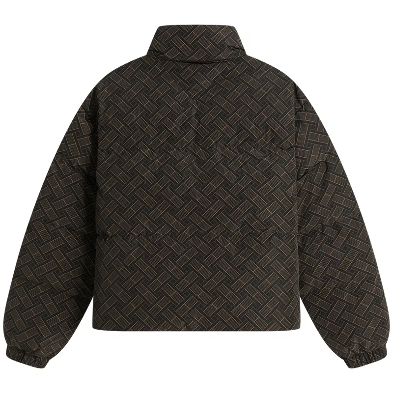Женская куртка пуховая с воротником-стойкой Brown Weave Pattern 0MF Tommy Hilfiger, Brown Weave Pattern 0MF — фото 4
