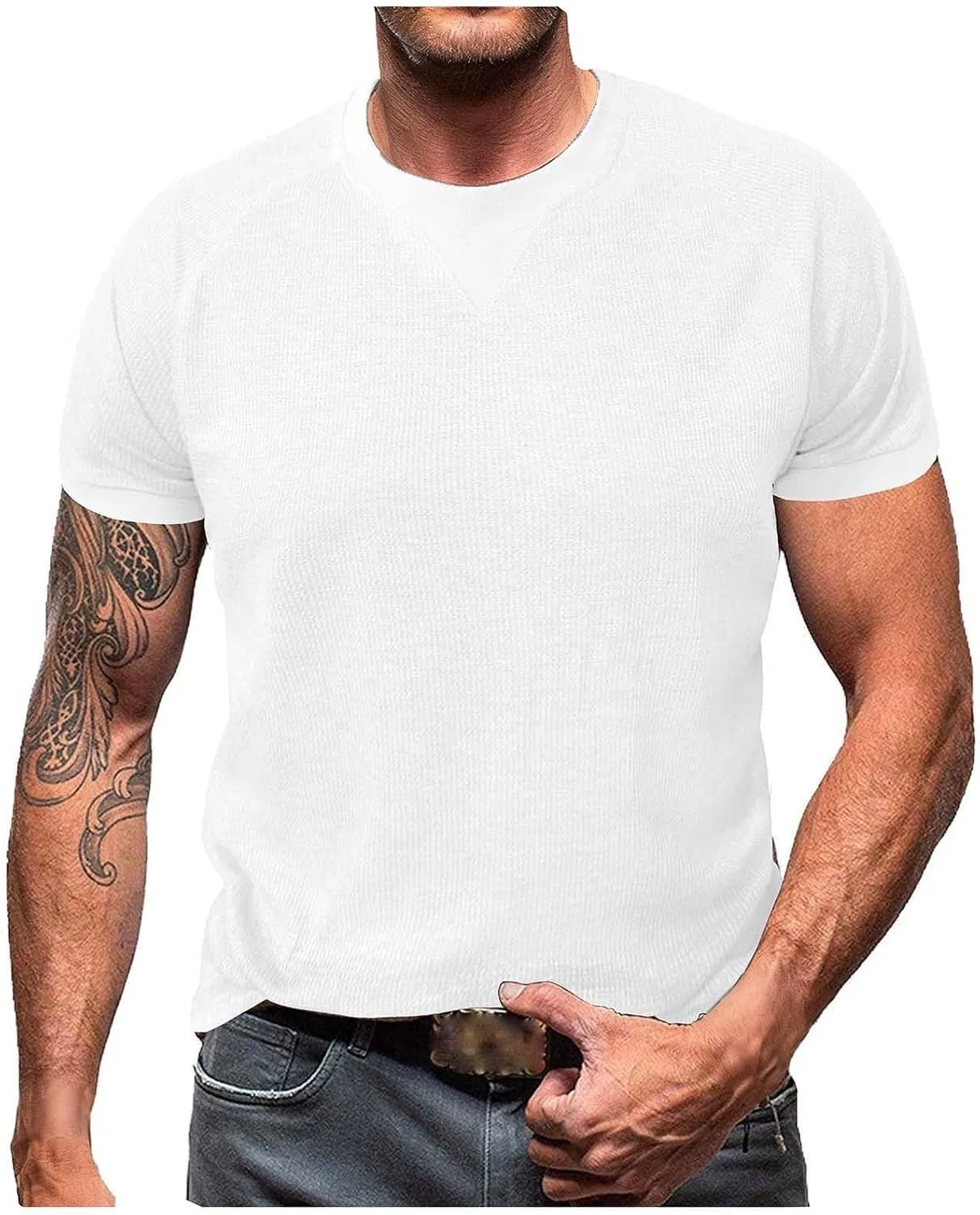 Мужская футболка с вафельным переплетением Crewneck, White