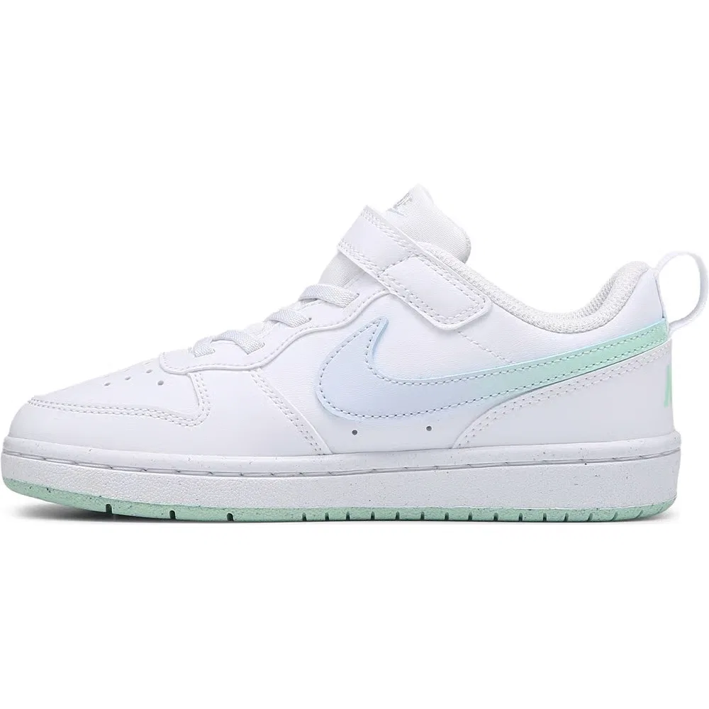 Детские низкие кроссовки Court Borough Recraft Nike, White/Mint/Blue — фото 3