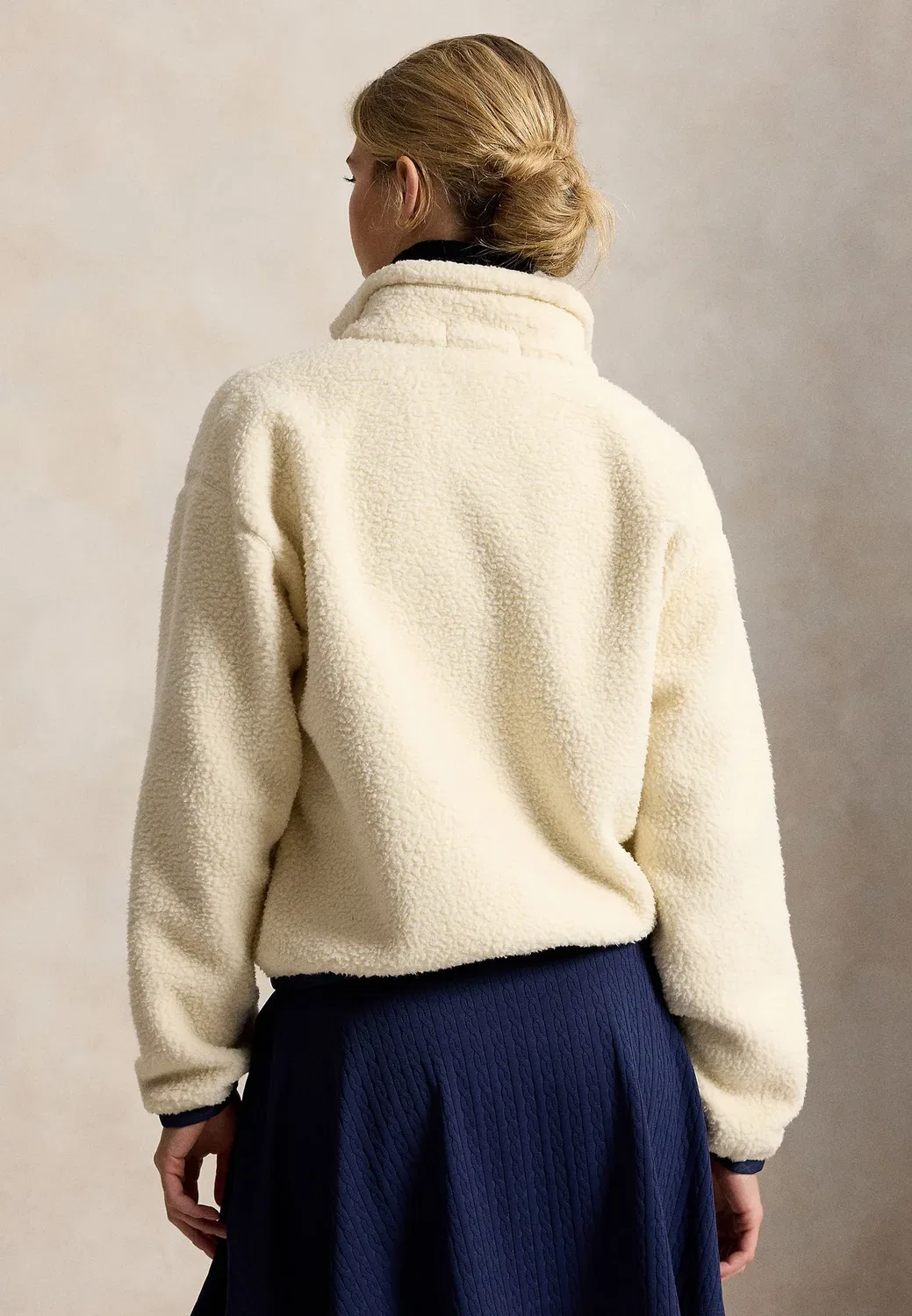 Флисовая куртка-бомбер с воротником-стойкой на молнии Polo Ralph Lauren, Winter Cream — фото 3