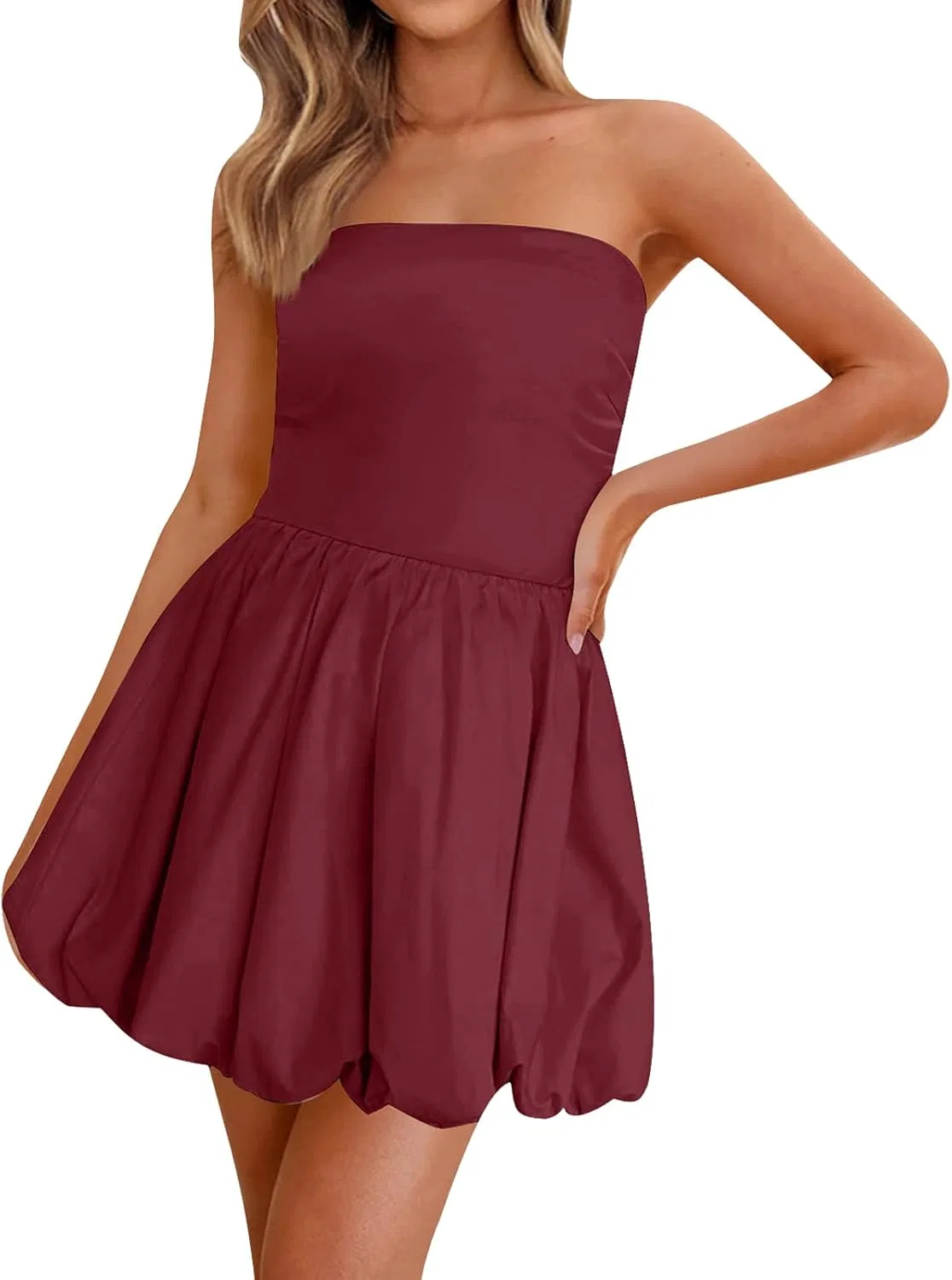 Женское мини-платье с воланами A-силуэта Wine Red