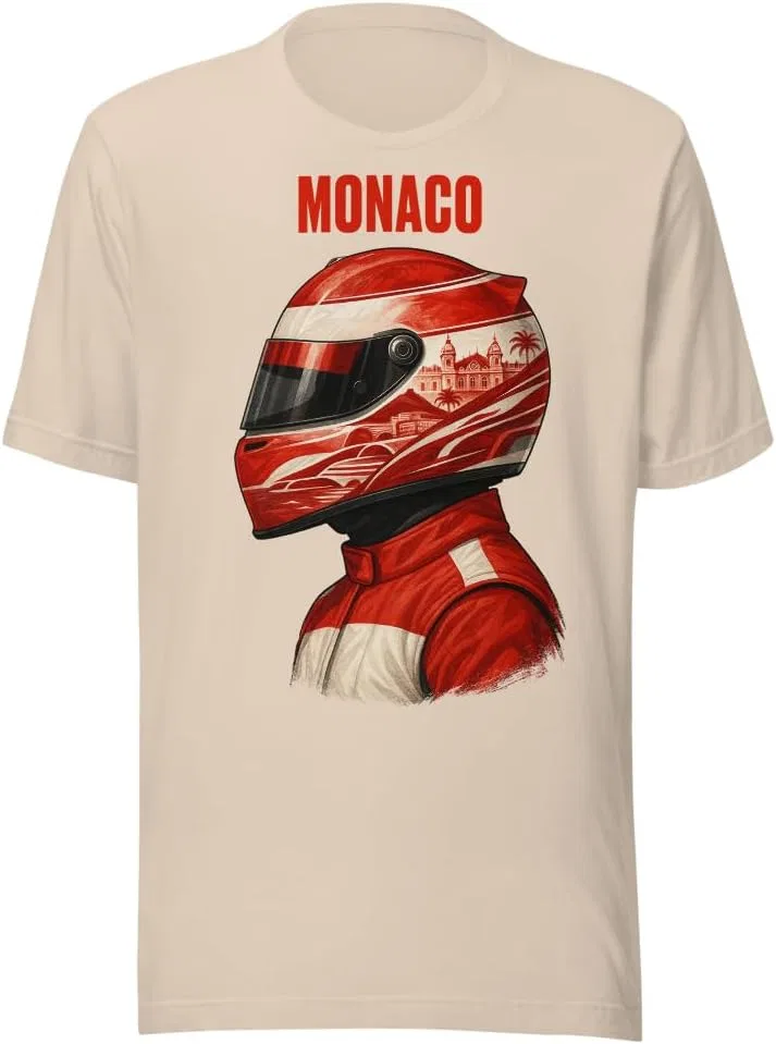 Мужская футболка с принтом Monaco Racing Helmet, Soft Cream
