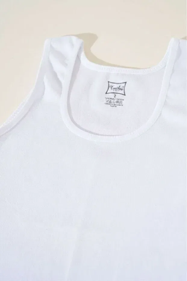 Детский комплект маек для девочек 5-Pack 100% cotton ribbed wide strap baby girl undershirt set Tutku, White — фото 4