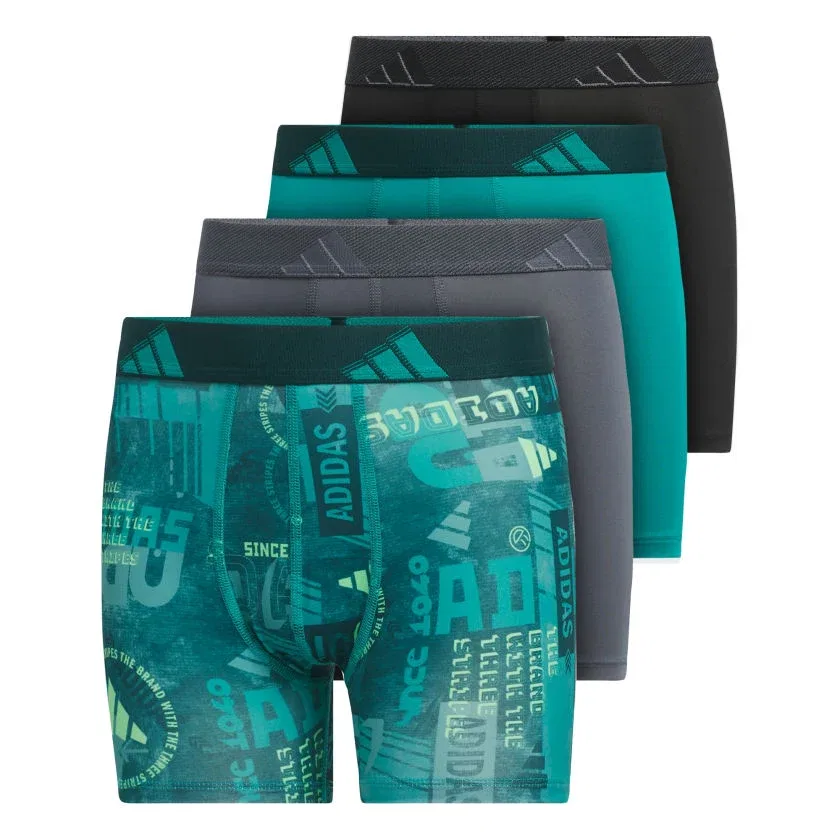 Детские трусы-боксеры с принтом комплект из 4 штук adidas, Royal Blue / Black / Blue — фото 3