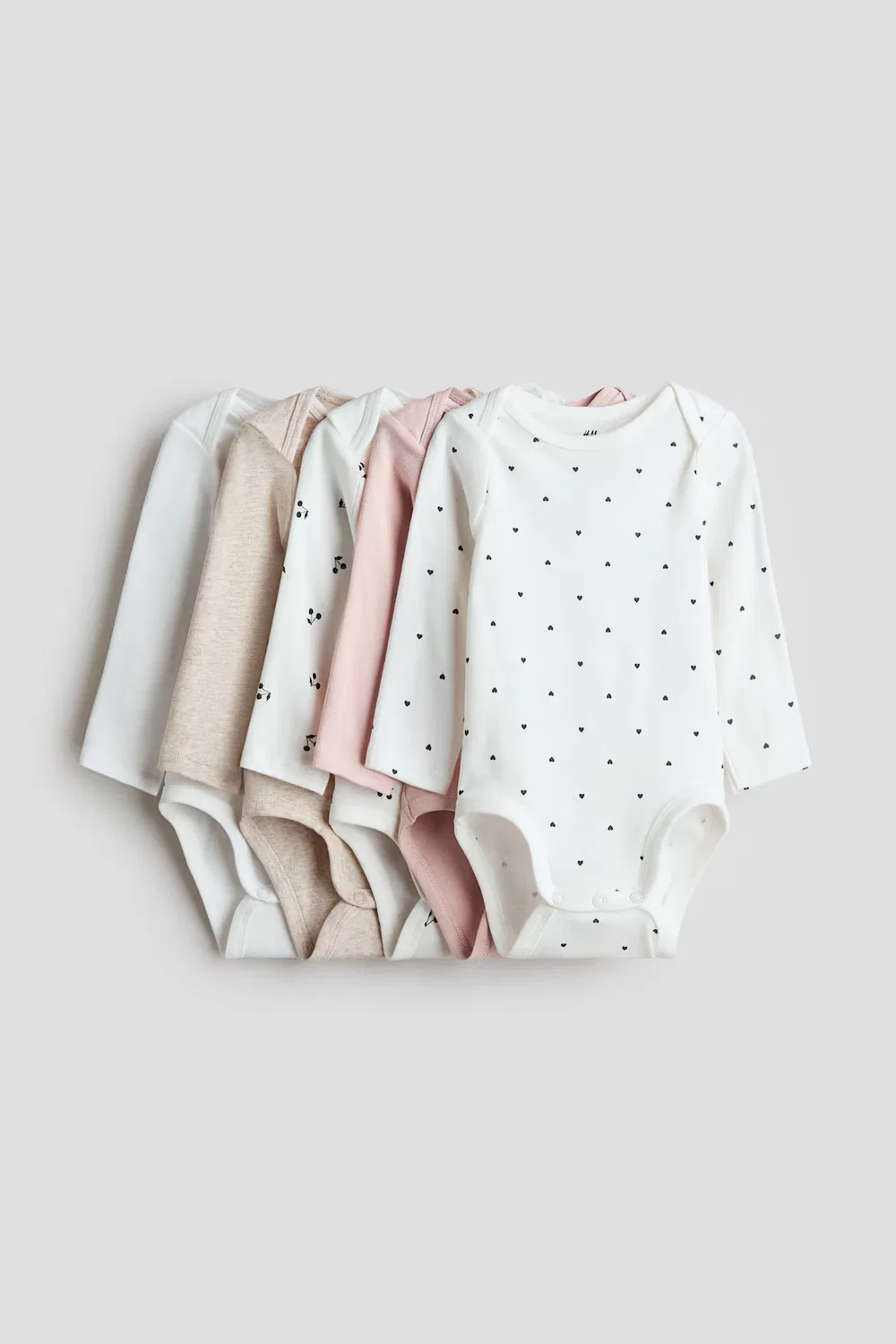 Набор из 5 боди с перекрестной застежкой H&M, Hellrosa/Herzen