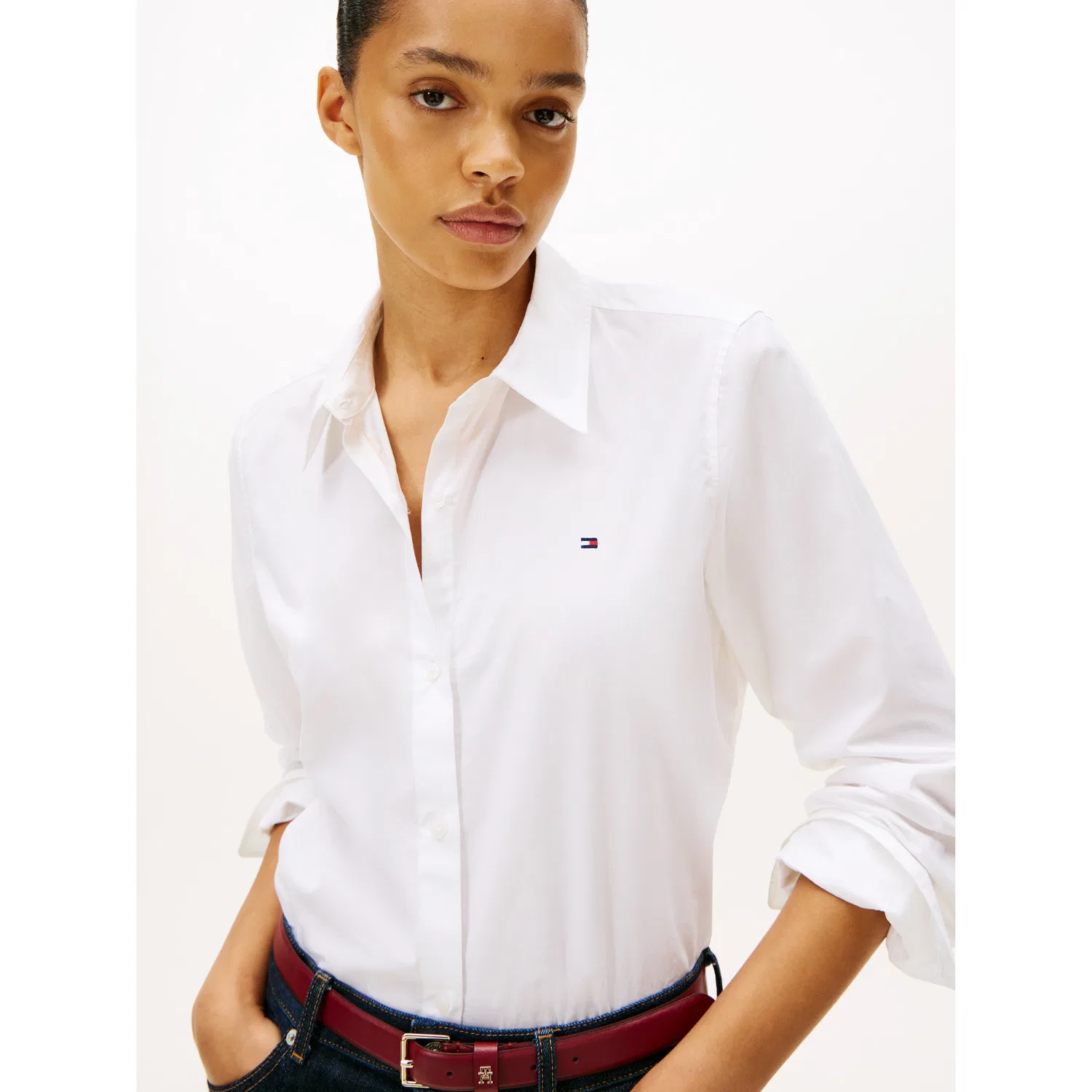 Женская классическая рубашка из поплина Tommy Hilfiger, White — фото 2