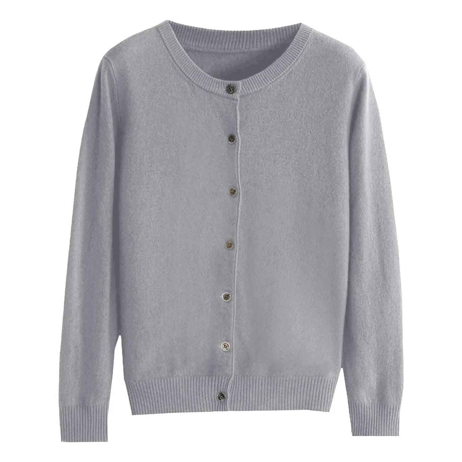 Женский кардиган с длинным рукавом и меховой отделкой, Ac-grey