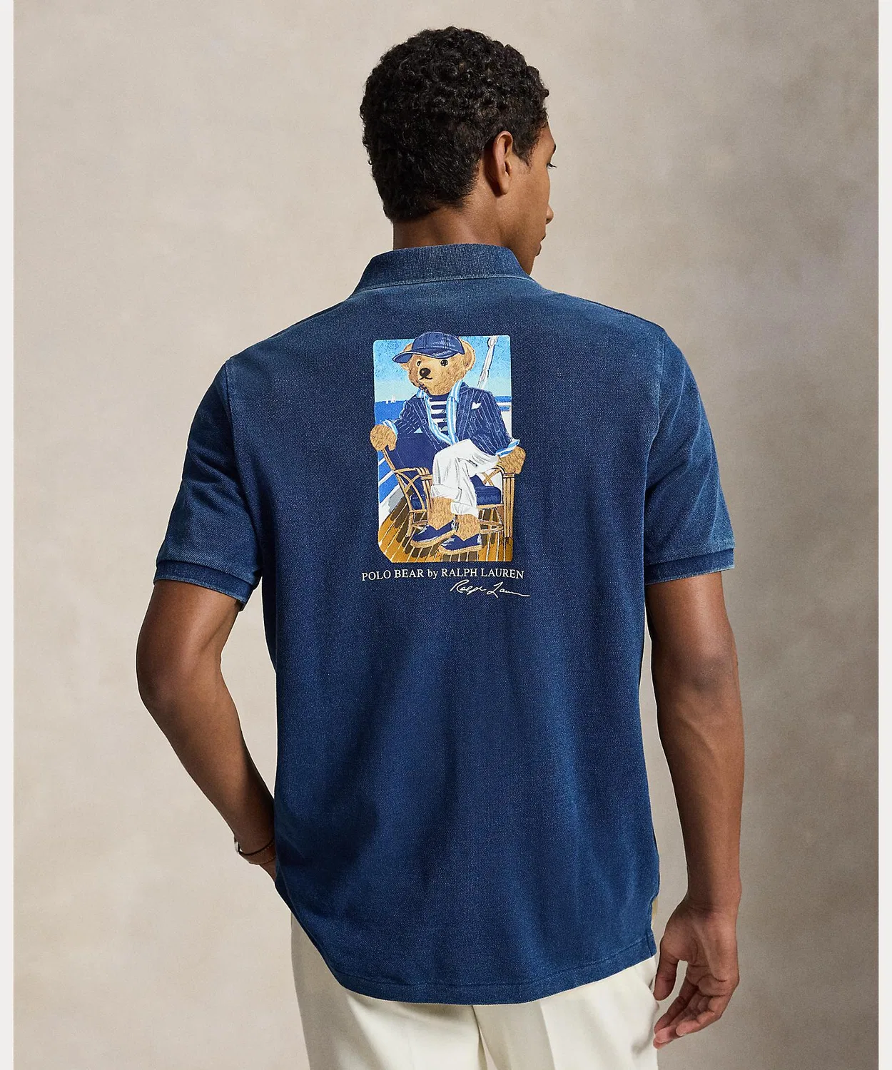Мужская хлопковая футболка поло с принтом Polo Bear Classic Fit POLO RALPH LAUREN, Navy — фото 4
