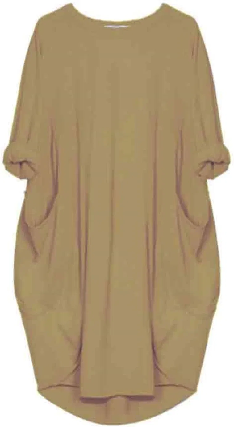 Женское пляжное платье оверсайз с коротким рукавом, Dark Khaki