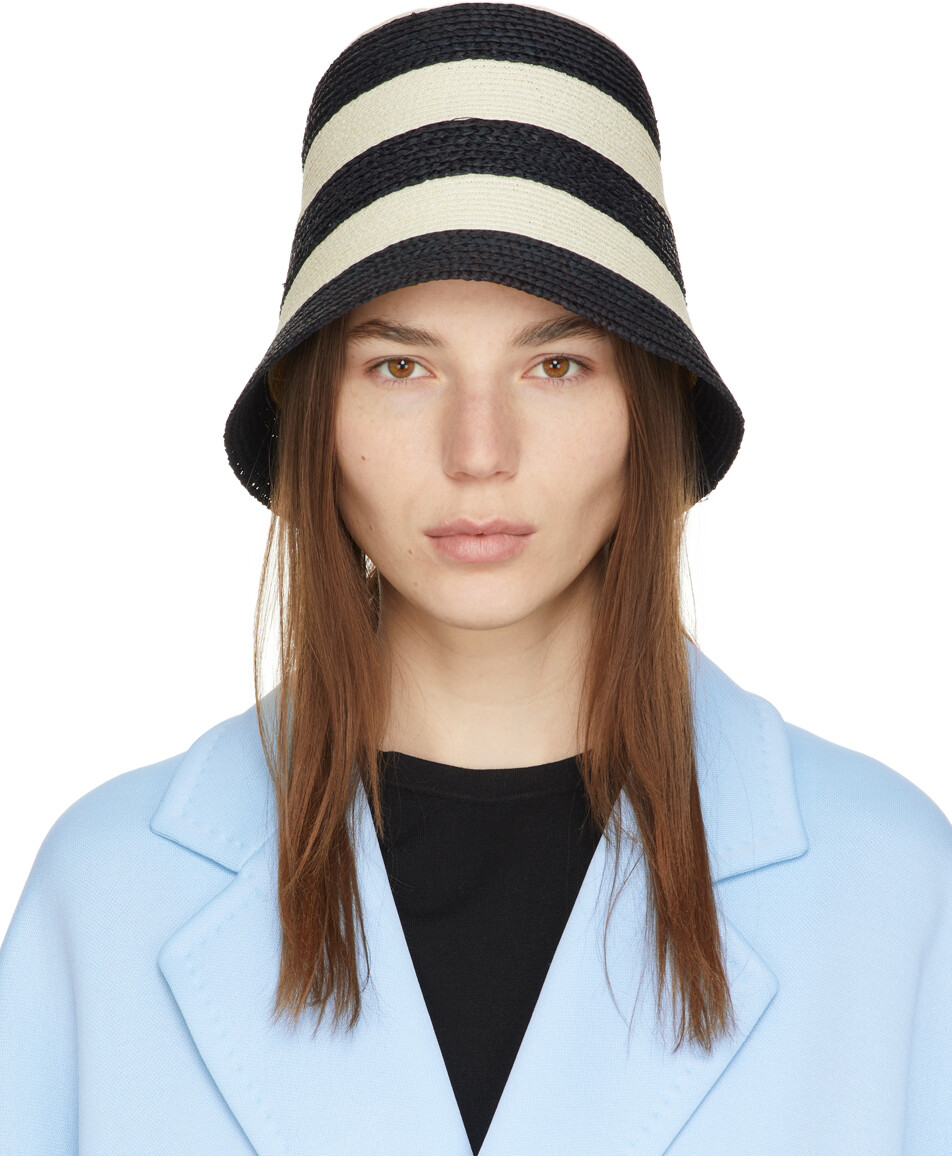 

Темно-синяя пляжная шляпа Orma в бежевую полоску S Max Mara