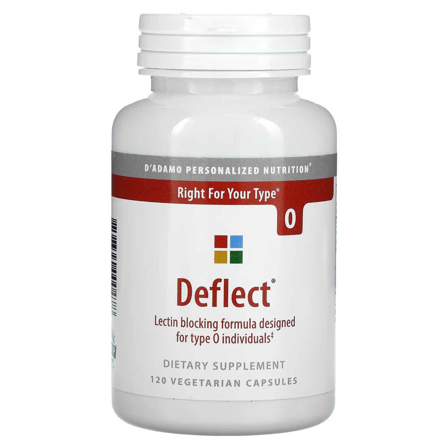 

D'adamo, Deflect, формула, блокирующая лектины типа O, 120 вегетарианских капсул