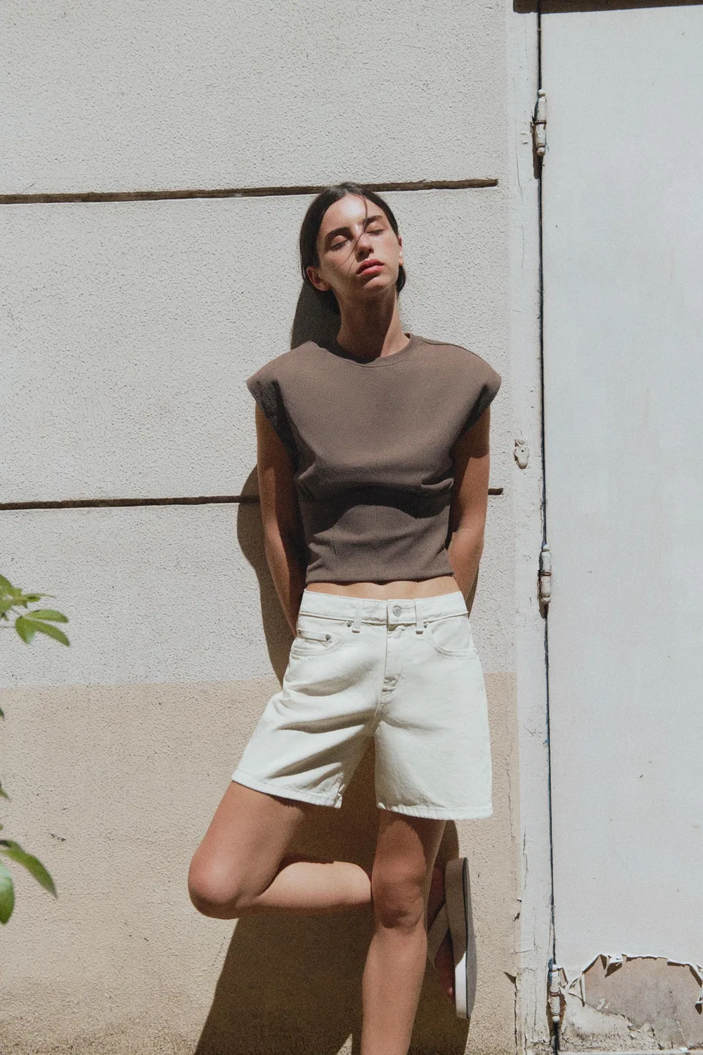 Текстурированный топ в стиле корсета ZARA, Mink