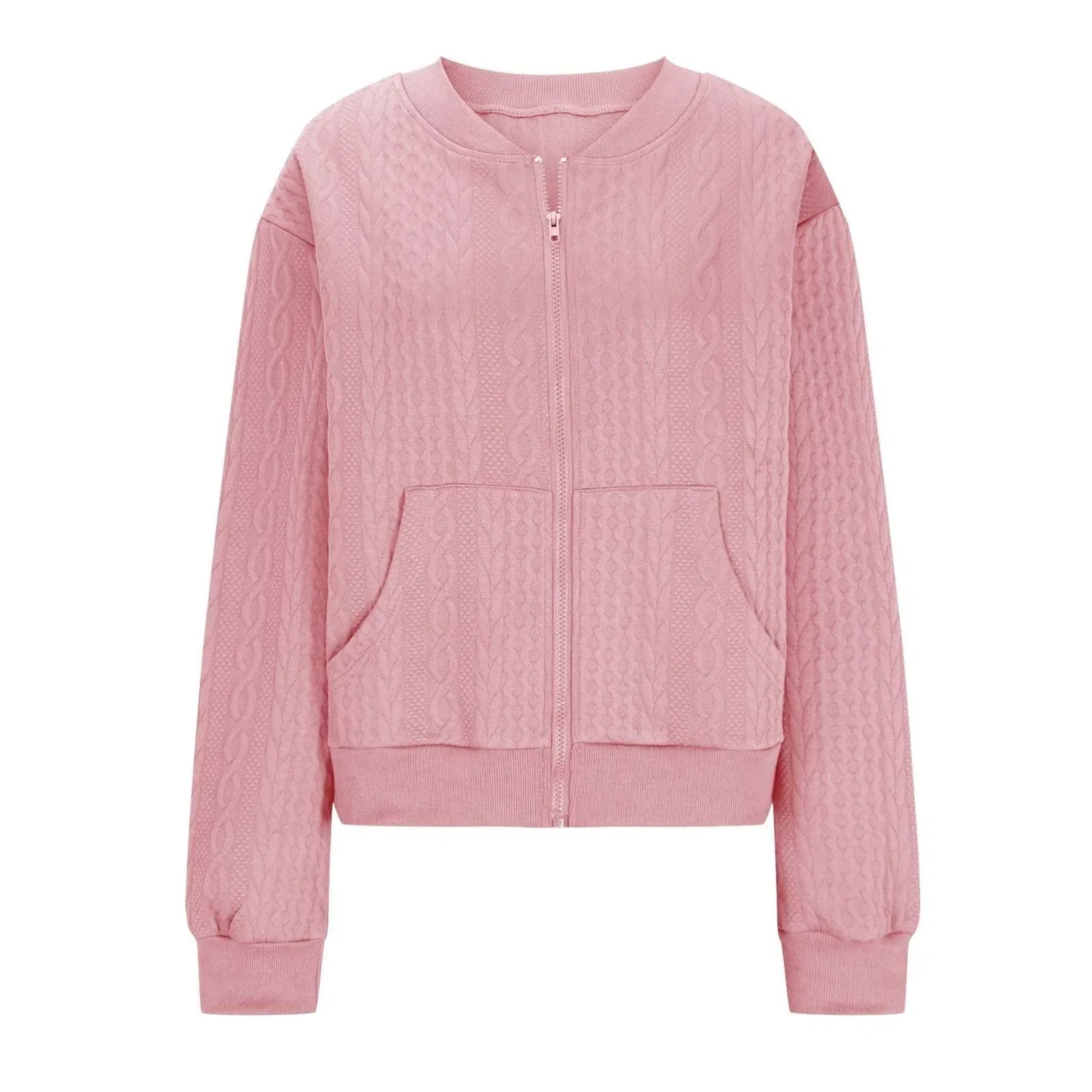 Женский утеплённый кардиган на молнии с длинным рукавом, 1-rosa — фото 4