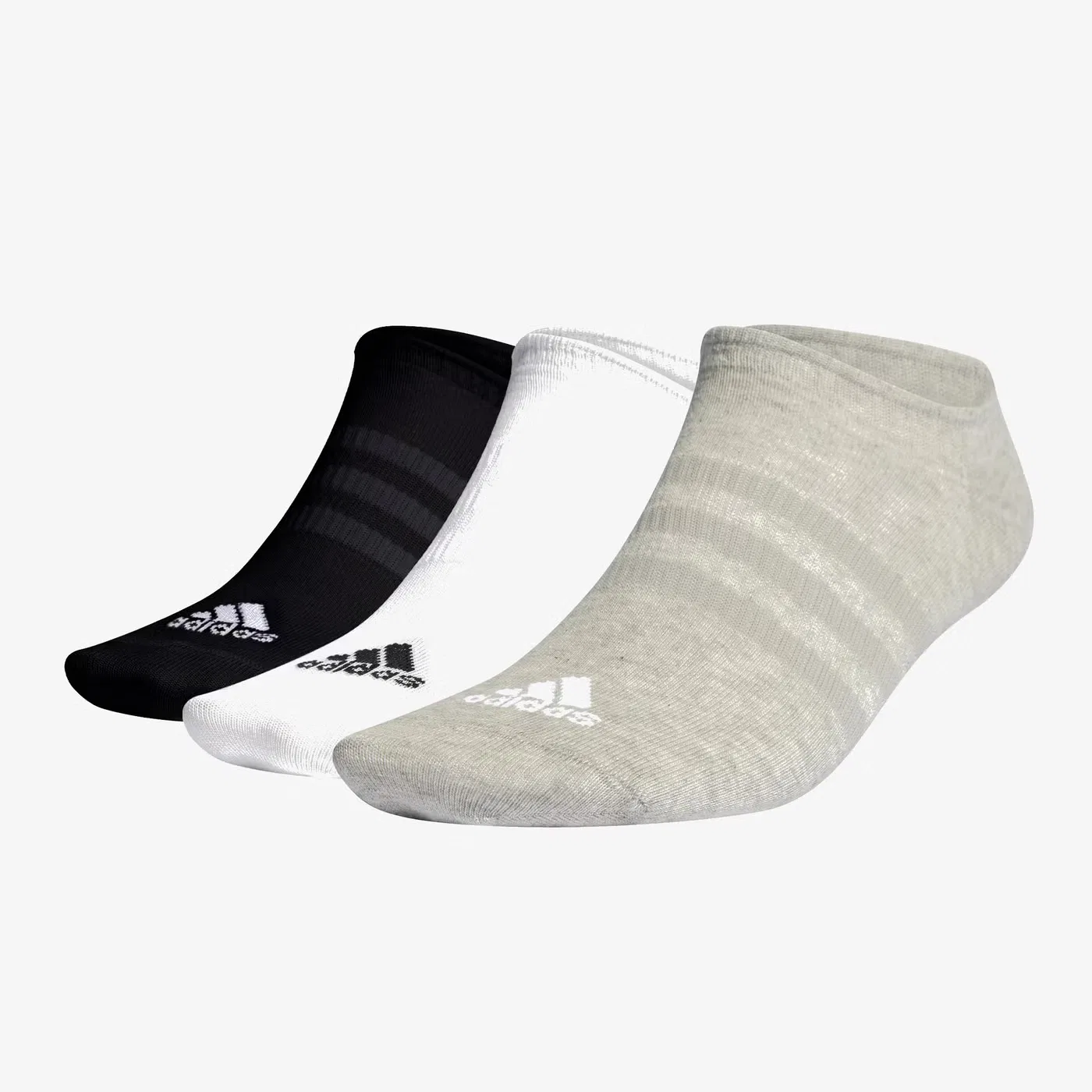 Носки следки тонкие и легкие 3 пары Adidas, серый меланж