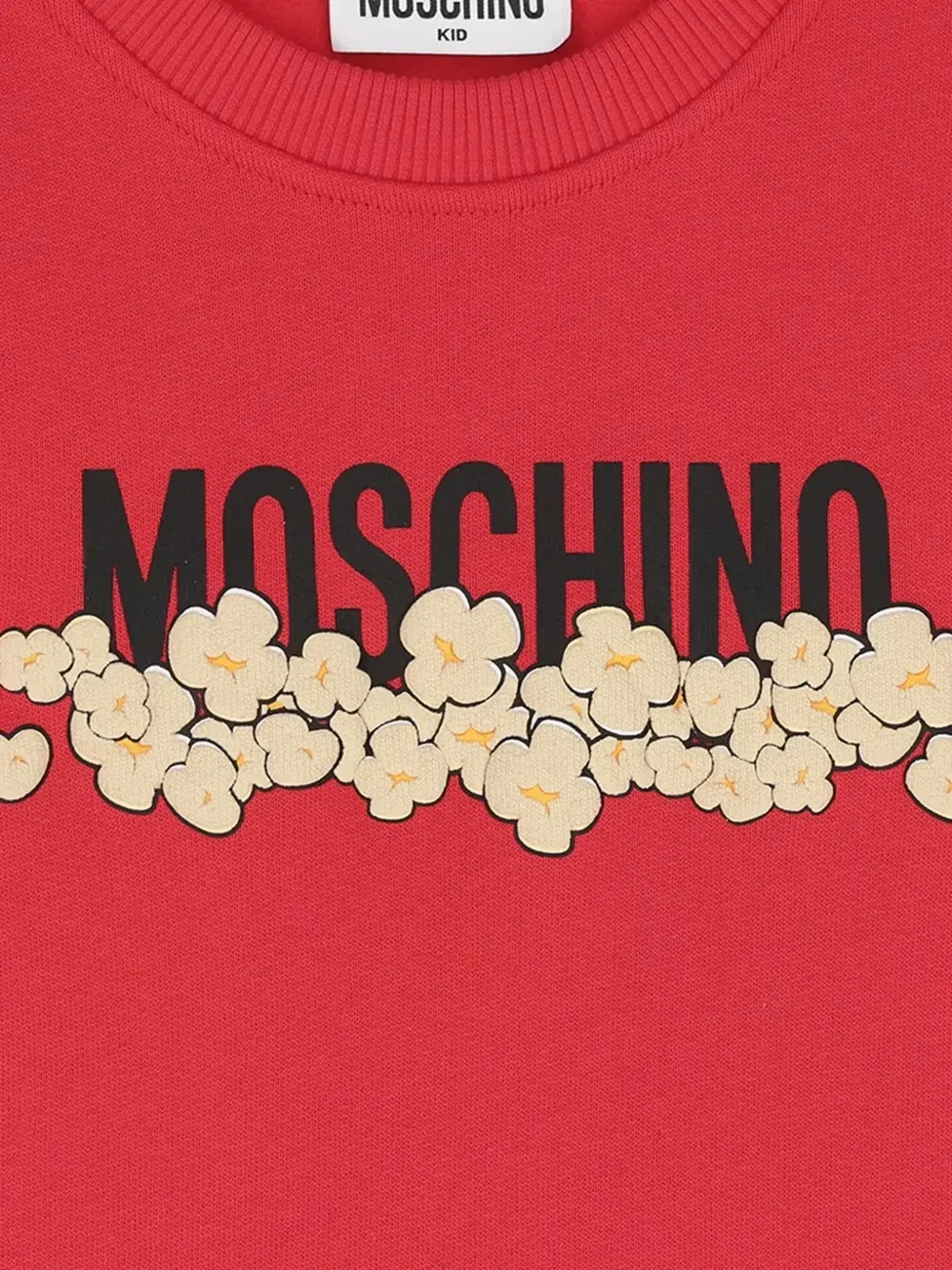 Многоярусное платье с принтом в виде попкорна Moschino Kids, красный — фото 3