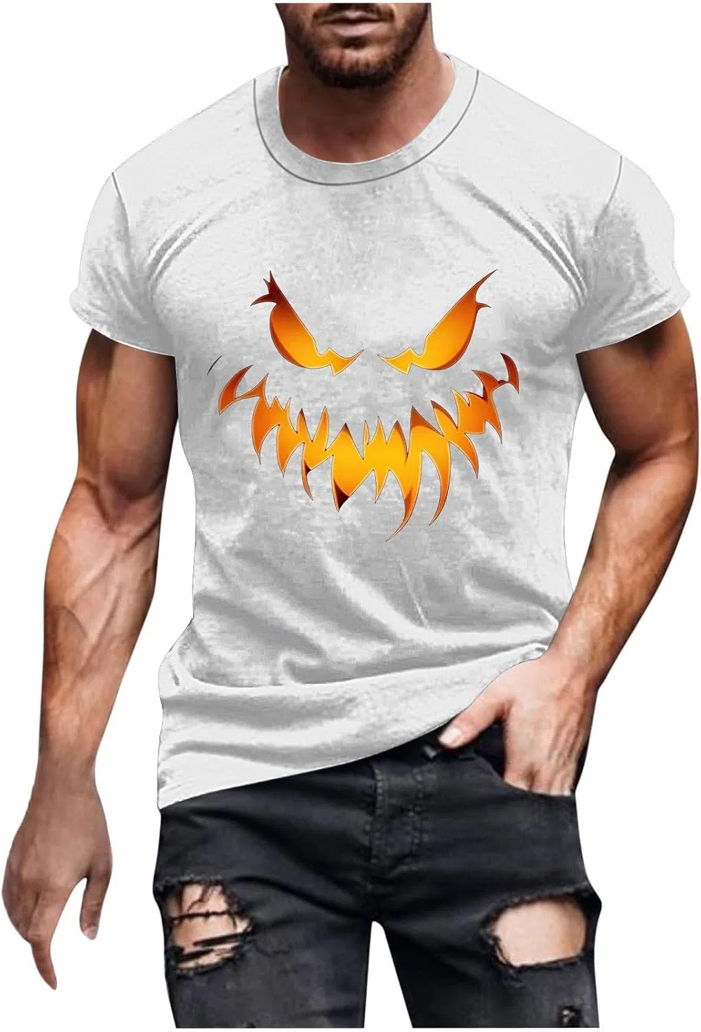 Мужская футболка с принтом на Хэллоуин Halloween, White